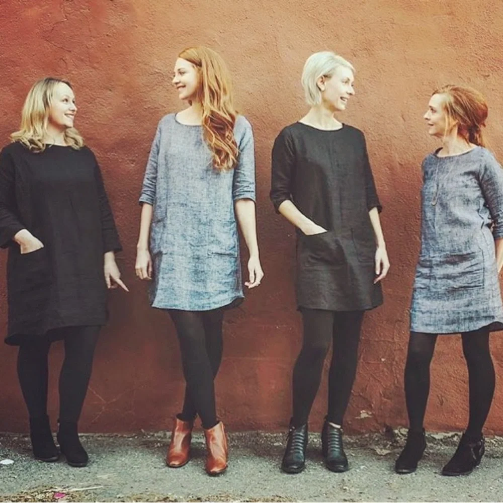 Pyne and Smith Linen Shift Dress in Fern Stripe, size Medium - Picture 8 of 9